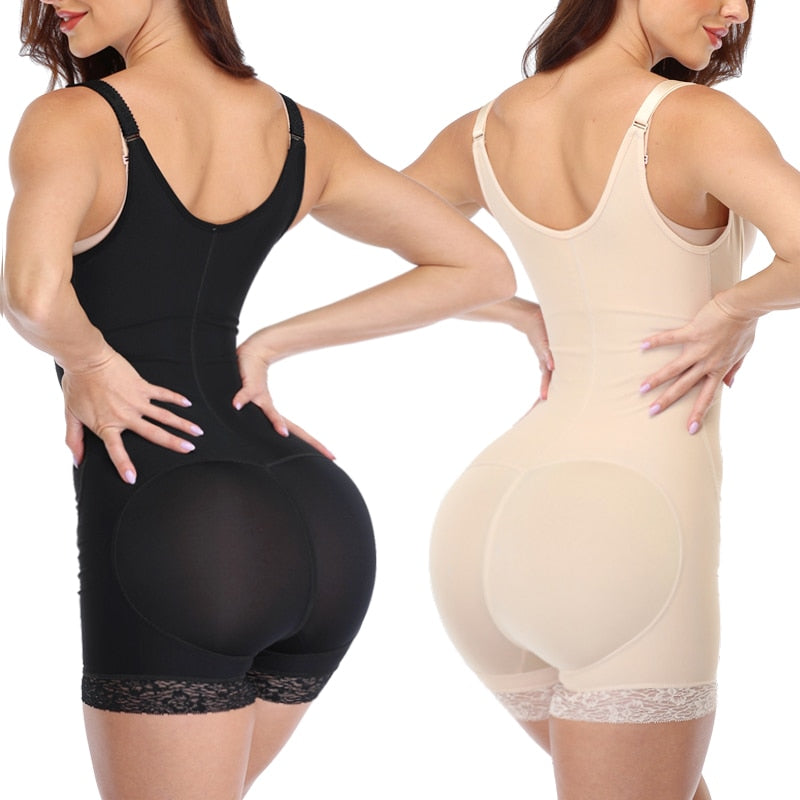Champagne Firm Tummy Compression Bodysuit Shaper With Butt Lifter